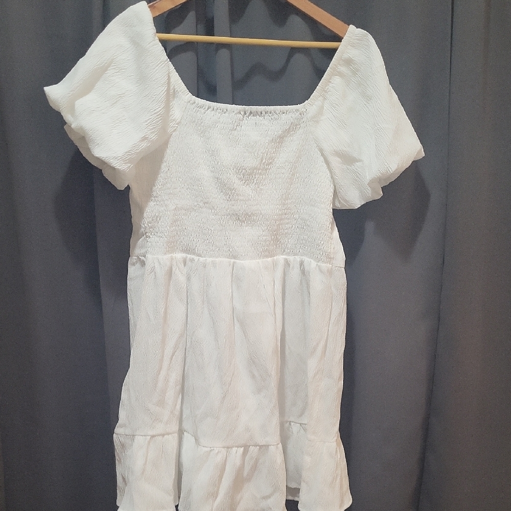 White Puff Sleeve Dress - Picture 5 of 8